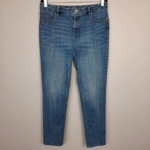 Chico's So Slimming High Rise Girlfriend Slim Leg Ankle Jeans size 10
